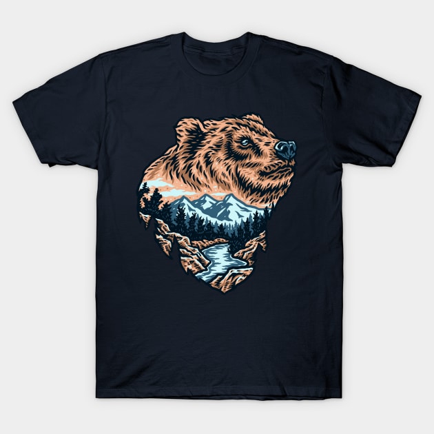 drawing bear forest T-Shirt by Mako Design 